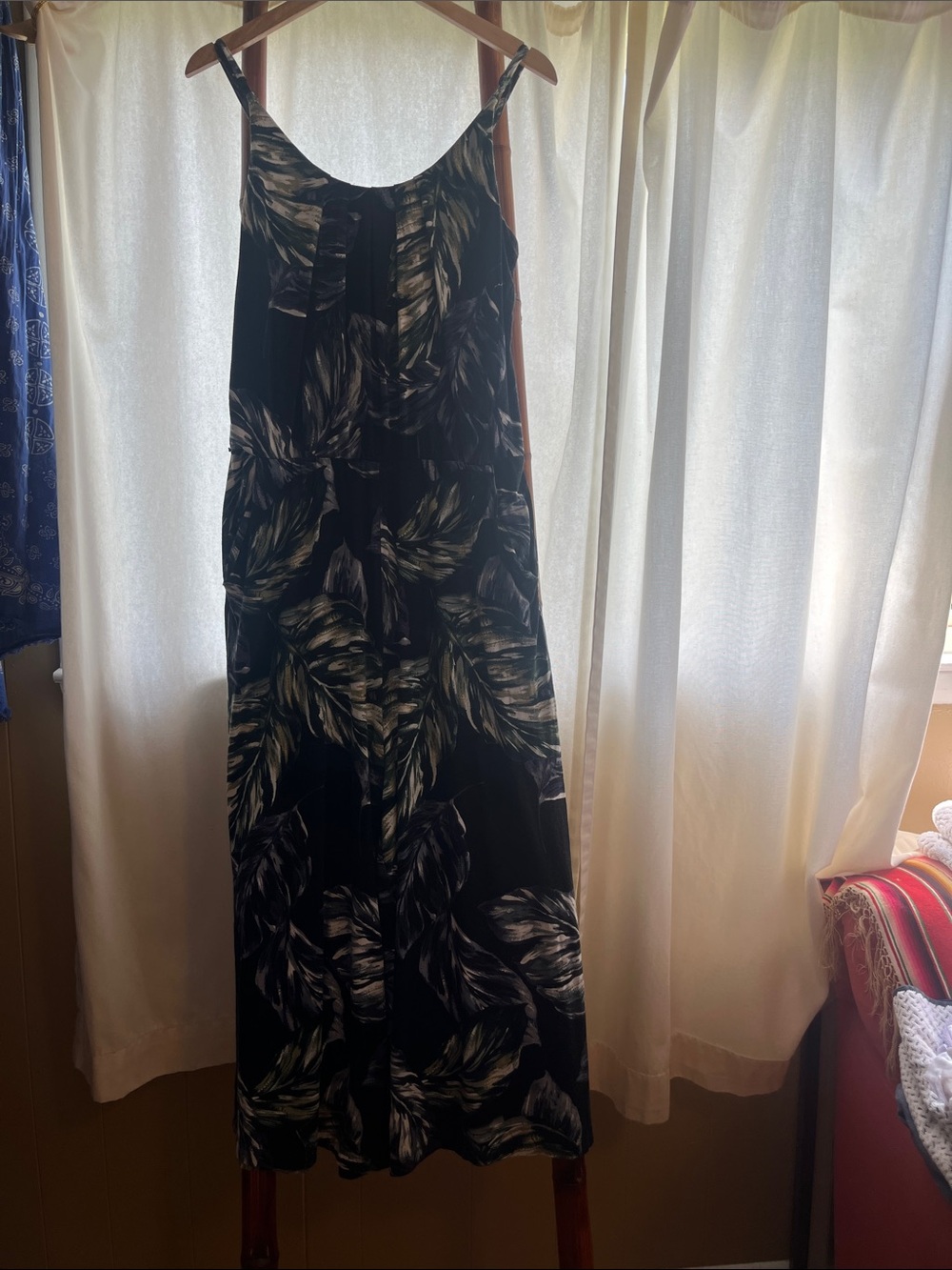 C&C California Black Leaf-Print Jumpsuit